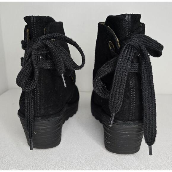 Fly London Yama Suede Lace Up Wedge Ankle Boots Black Women EU 39 US 8-8.5 - Picture 7 of 11